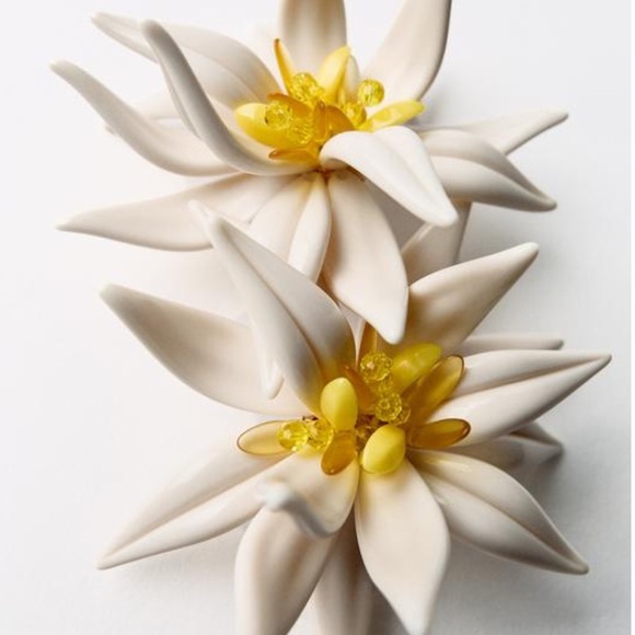 Zara Beaded Flower Earrings - Picture 3 of 6